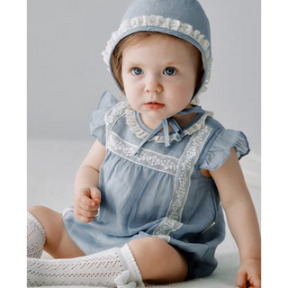 シャビーブルーロンパース　60cm～90cm
