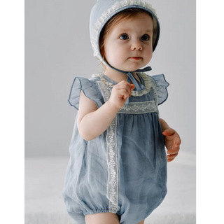 シャビーブルーロンパース　60cm～90cm