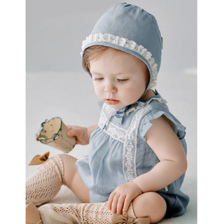 シャビーブルーロンパース　60cm～90cm