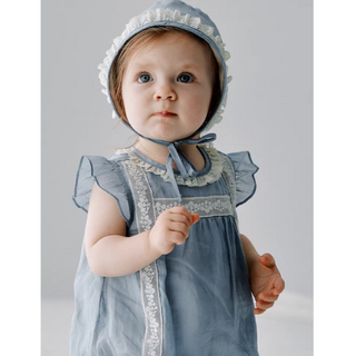 シャビーブルーロンパース　60cm～90cm