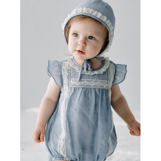 シャビーブルーロンパース　60cm～90cm