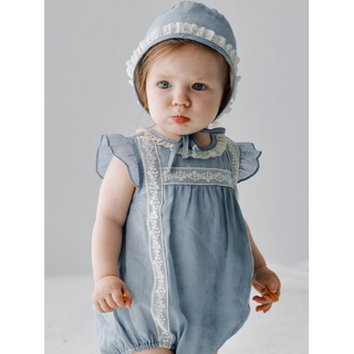 シャビーブルーロンパース　60cm～90cm