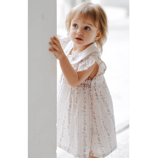 スティッチングブルーフラワーワンピース 80cm~120cm