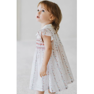 スティッチングブルーフラワーワンピース 80cm~120cm