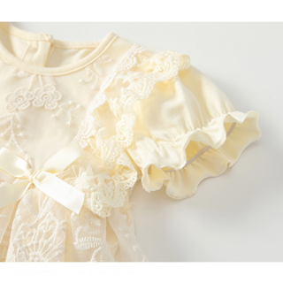 フラワーリボンレースロンパース　60cm～90cm