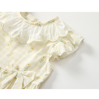 【帽子付き】イエローフラワーワンピース 70cm~110cm