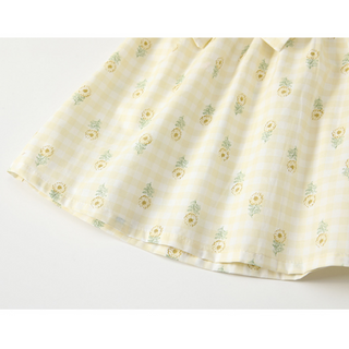 【帽子付き】イエローフラワーワンピース 70cm~110cm