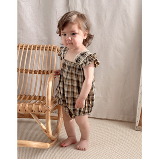 コットンチェックワンピース60cm～90cm