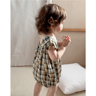 コットンチェックワンピース60cm～90cm