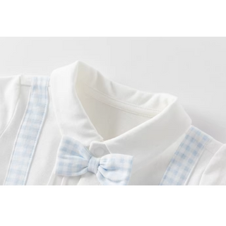 Dave&Bellaライトブルーチェックロンパース　59cm～90cm