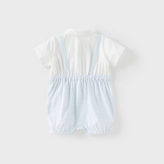Dave&Bellaライトブルーチェックロンパース　59cm～90cm