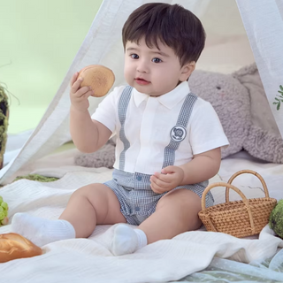 Dave&Bellaブルーチェックロンパース　59cm～90cm