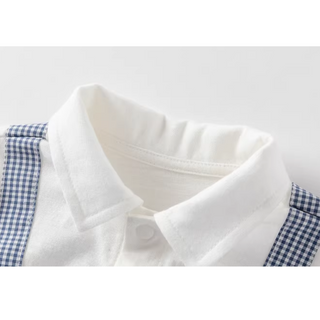 Dave&Bellaブルーチェックロンパース　59cm～90cm