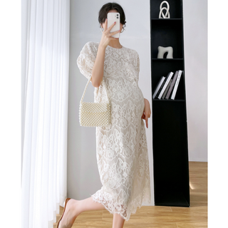 【マタニティ】グランレースワンピース　M～2XL