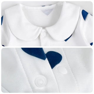 ブルーハートロンパース　60cm～90cm