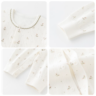 【リンクコーデ】プチフラワーロンパース　59cm～90cm