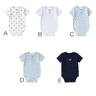 コットンブルーデザインロンパース　60cm～90cm