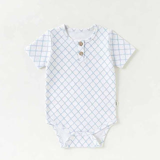 コットンブルーデザインロンパース　60cm～90cm