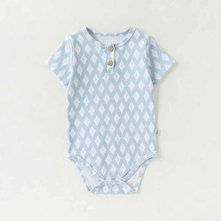 コットンブルーデザインロンパース　60cm～90cm