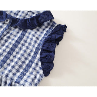 ギンガムチェックネイビーワンピース 90cm~140cm