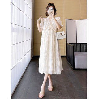 マタニティシフォンロングワンピース　M～2XL