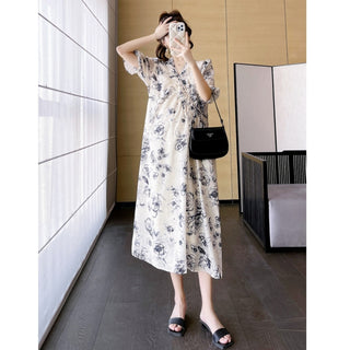 マタニティシフォンロングワンピース　M～2XL