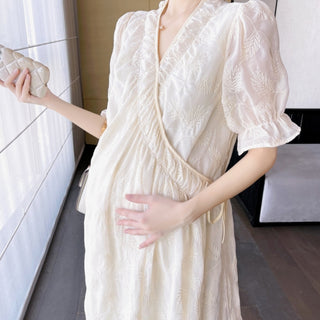 マタニティシフォンロングワンピース　M～2XL