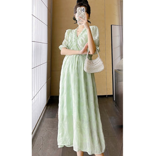 マタニティシフォンロングワンピース　M～2XL