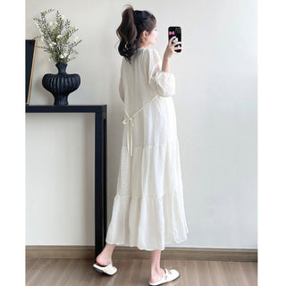 【マタニティもOK】シフォンソフトワンピース　M～2XL
