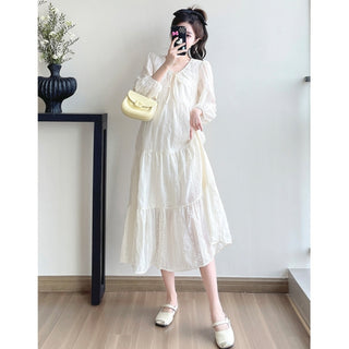 【マタニティもOK】シフォンソフトワンピース　M～2XL
