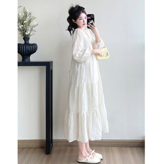【マタニティもOK】シフォンソフトワンピース　M～2XL