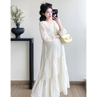 【マタニティもOK】シフォンソフトワンピース　M～2XL