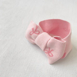 【2点セット】ピンクリボンニットロンパース&ヘッドリボンセット 60cm~90cm